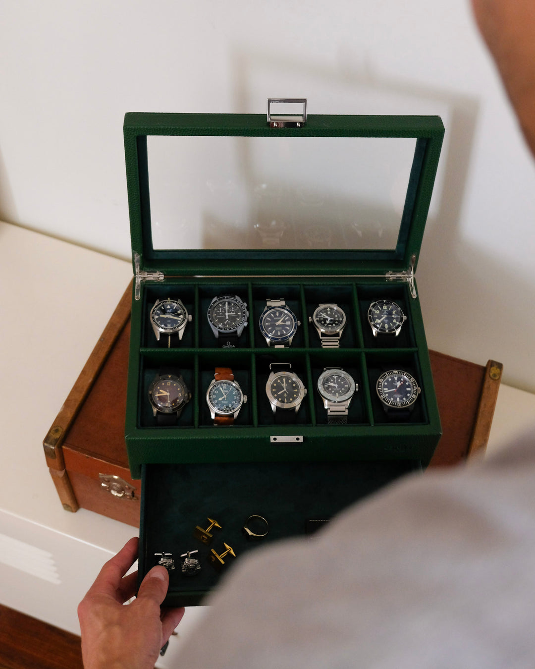 Jean watch box 10 slots + drawer