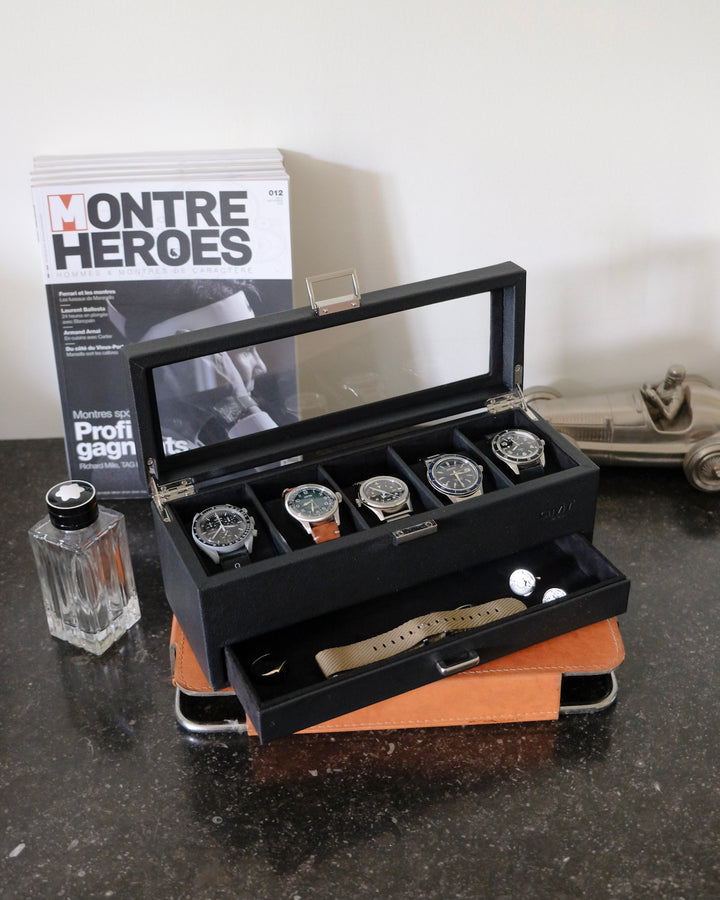 Jean watch box 5 slots + drawer