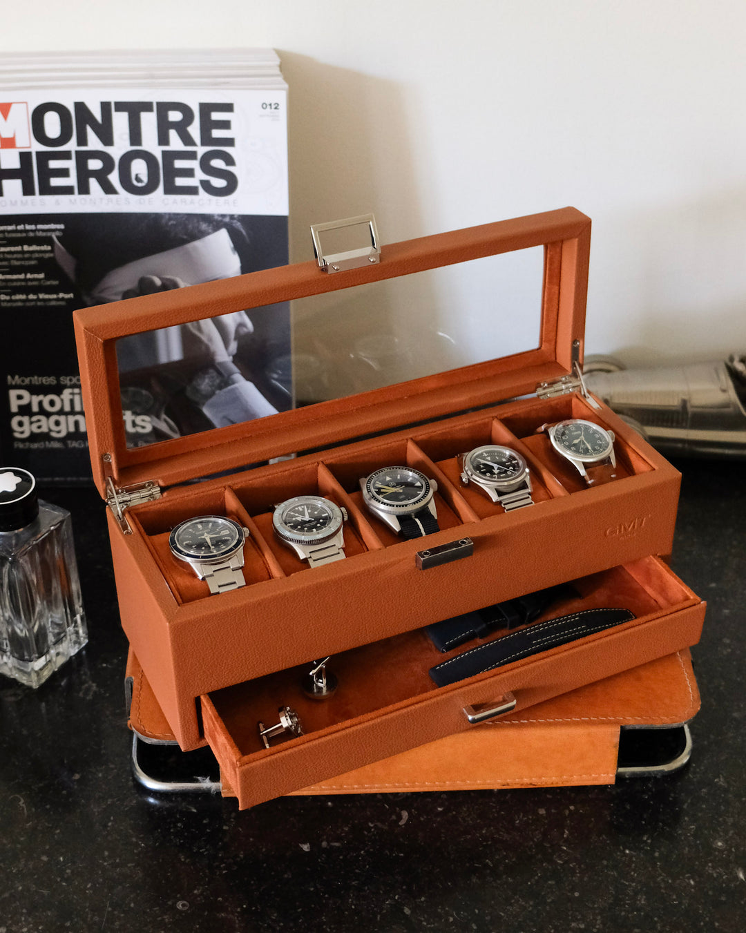 Jean watch box 5 slots + drawer