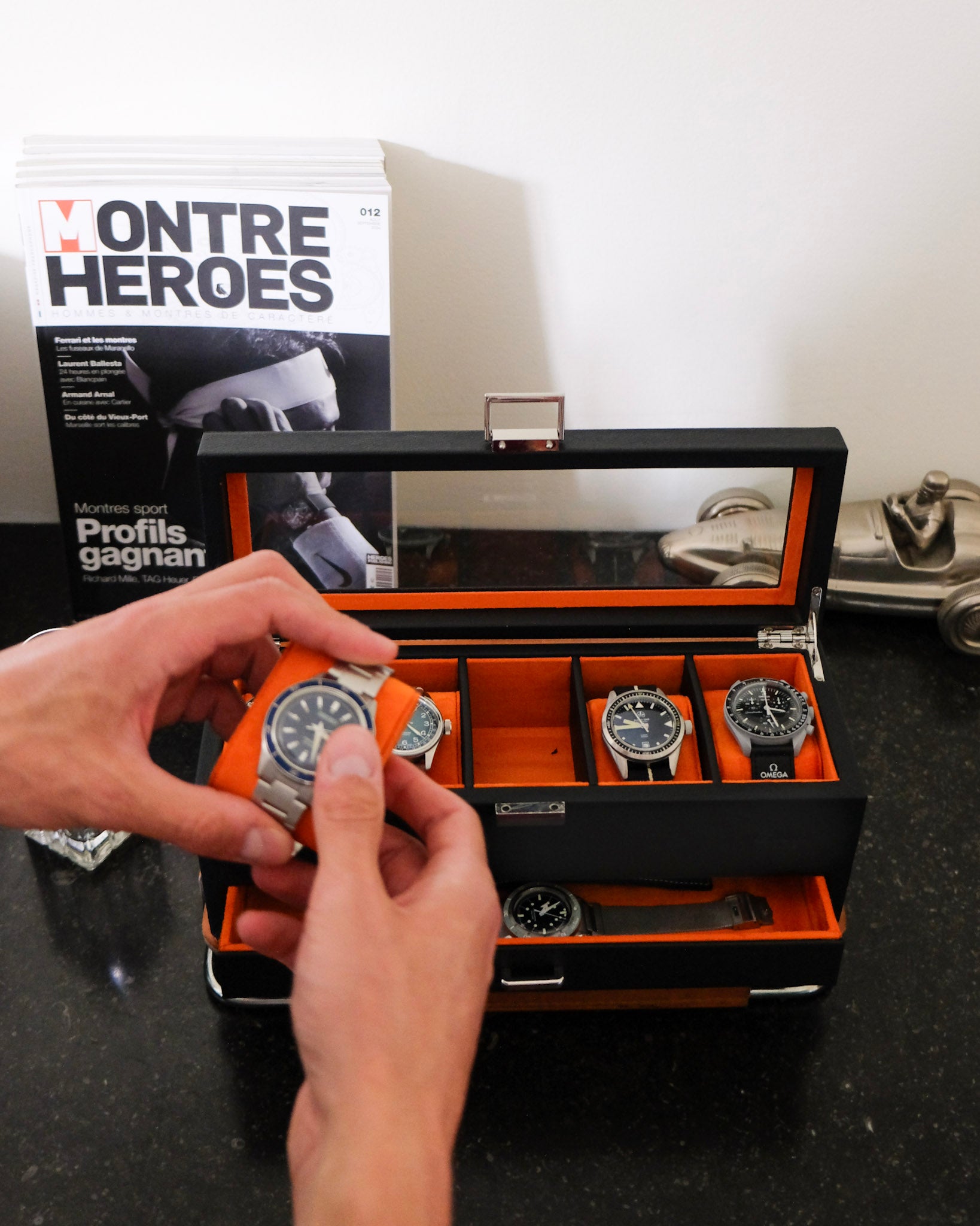 Jean watch box 5 slots + drawer-feature-2