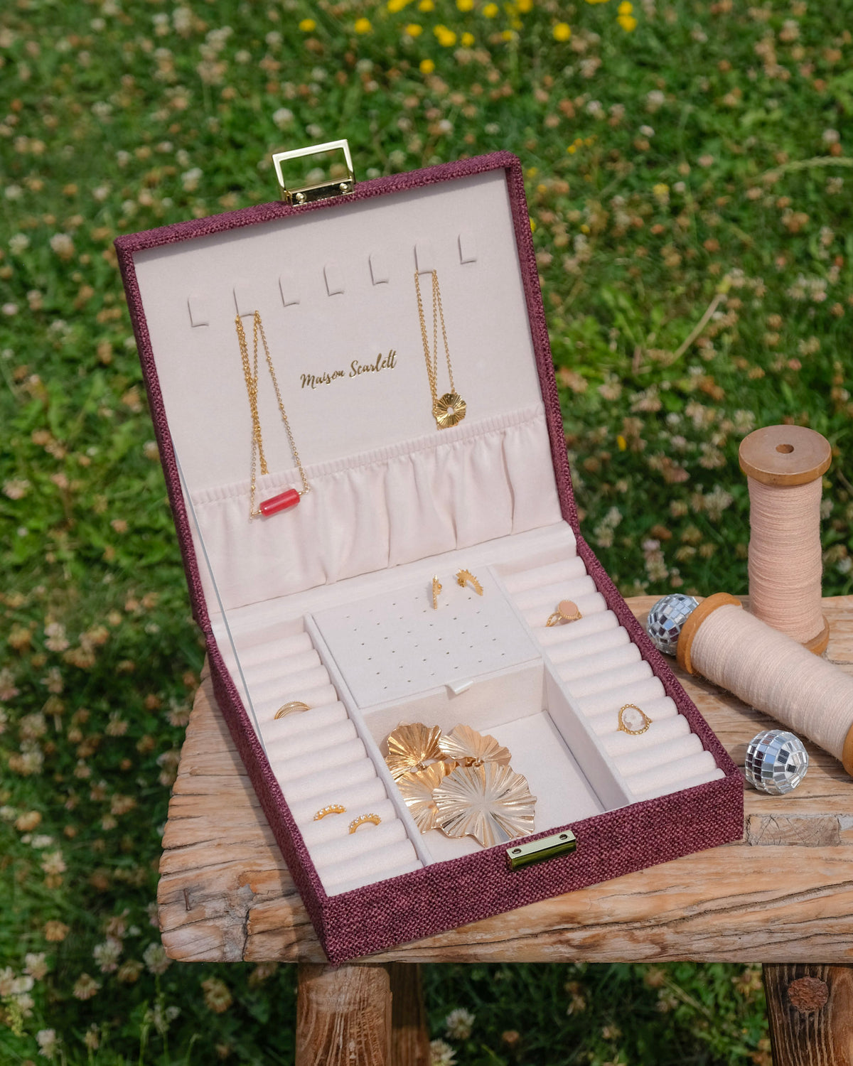 Linen-effect Anne jewelry box - outlet
