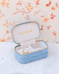 Mini Marie linen travel jewelry box - outlet