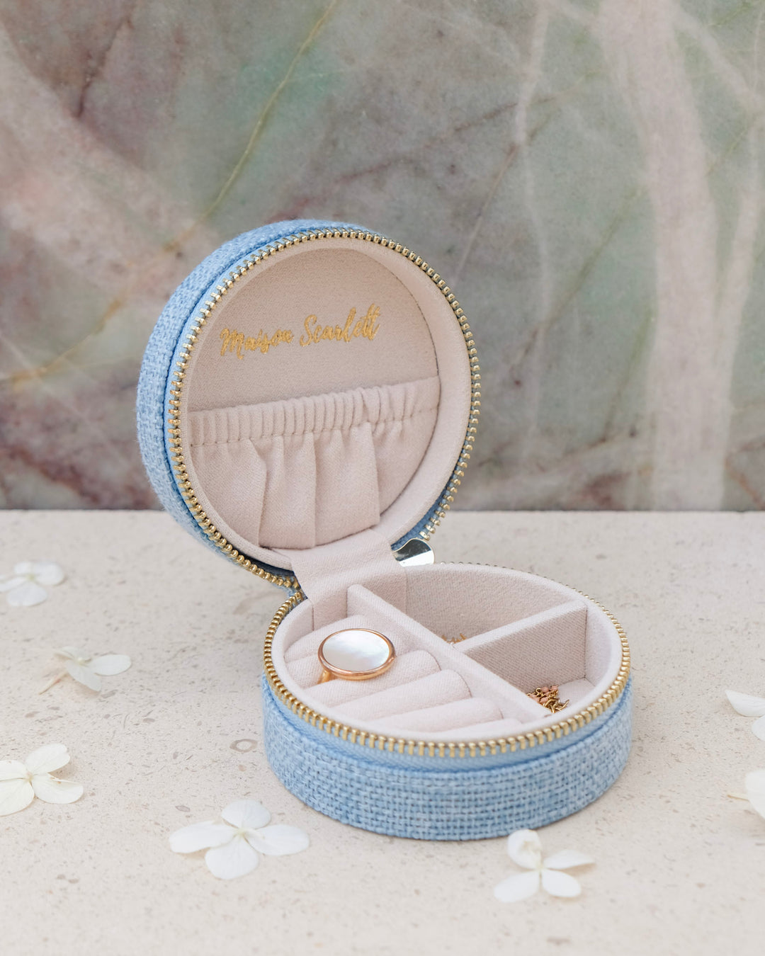 Yvonne linen effect travel jewelry box