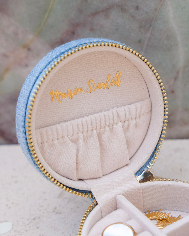 Yvonne linen effect travel jewelry box