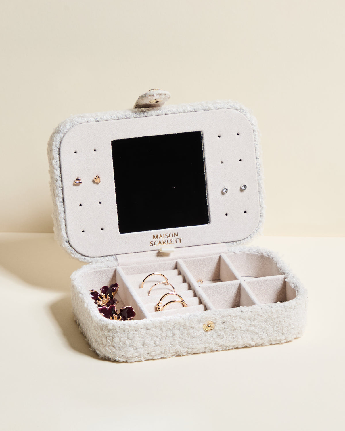 Brigitte travel jewelry box in bouclé