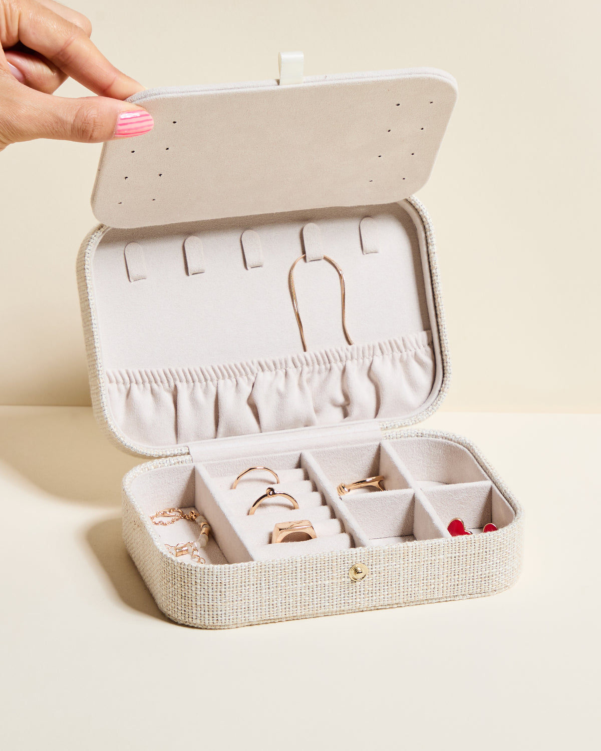 Brigitte Linen Travel Jewelry Box