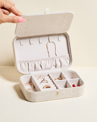 Brigitte Linen-Look Travel Jewelry Box