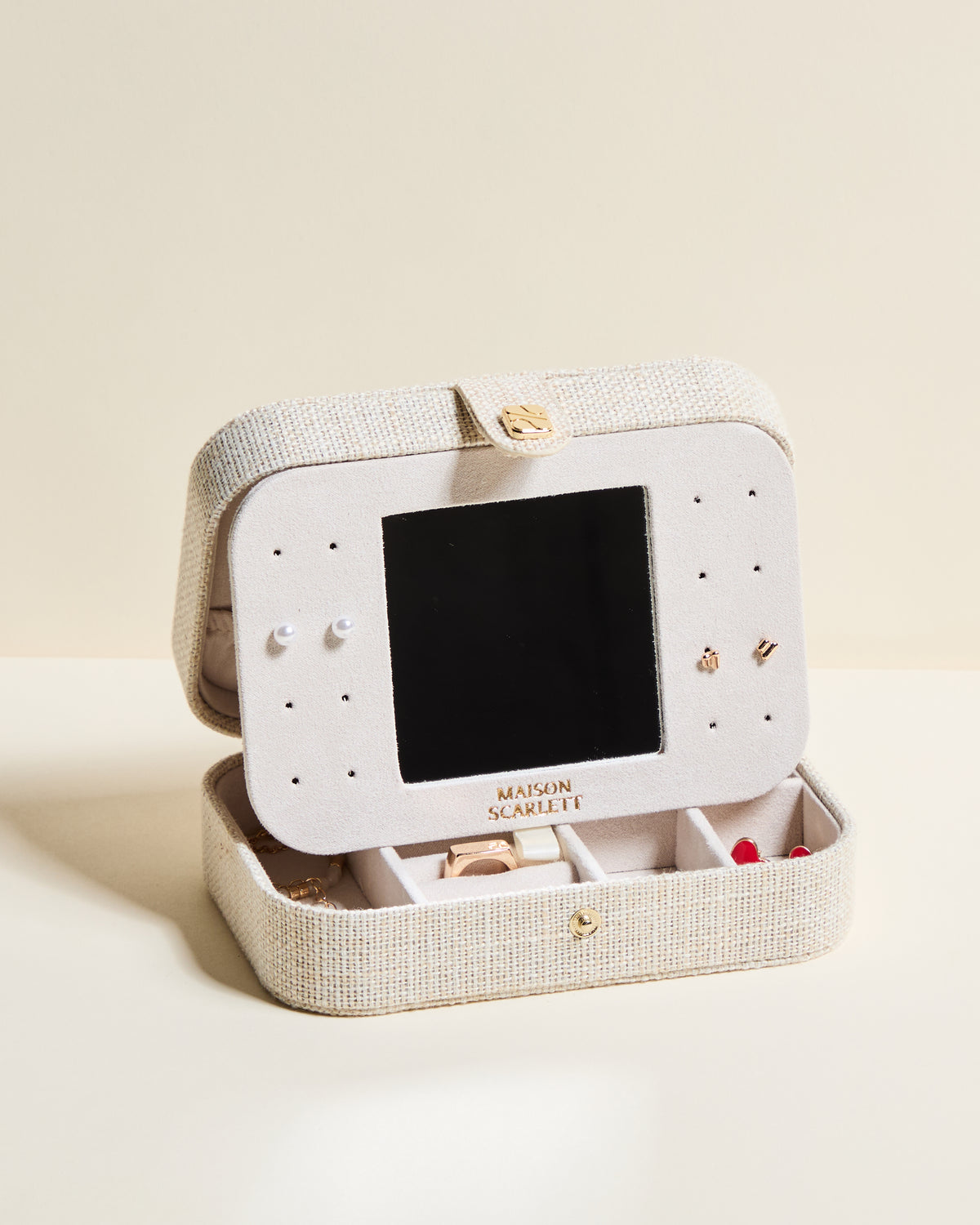 Brigitte Linen Travel Jewelry Box