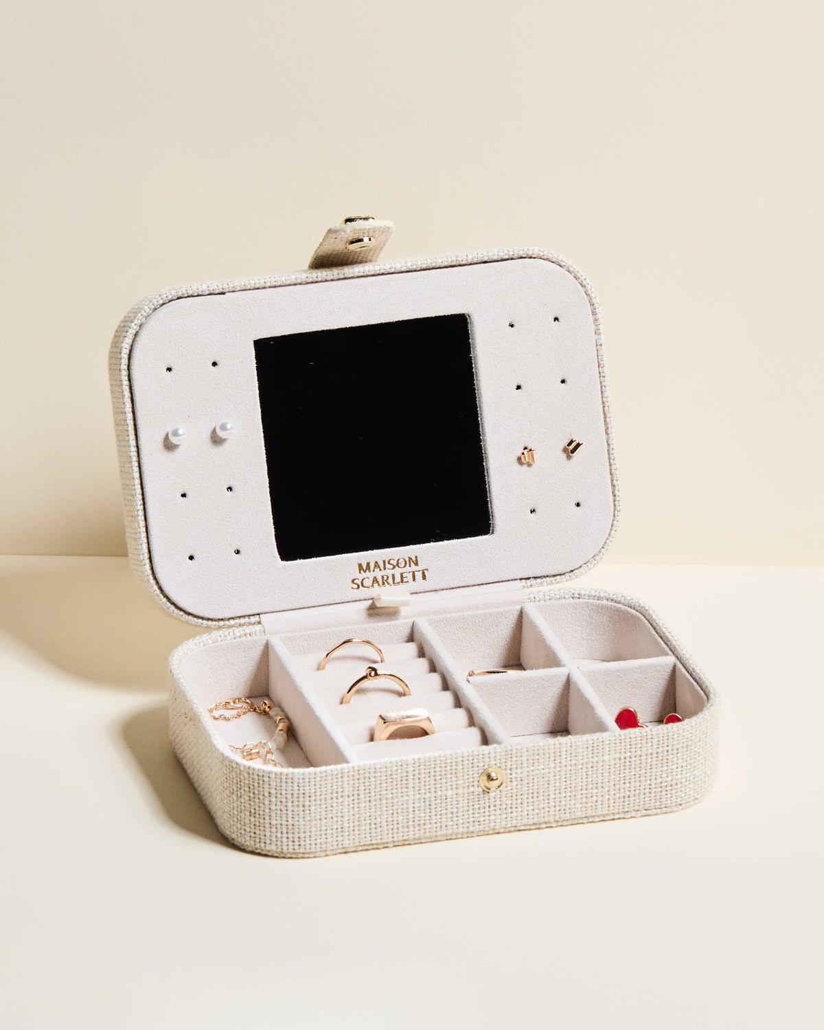 Brigitte Linen Travel Jewelry Box