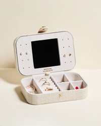 Brigitte Linen-Look Travel Jewelry Box