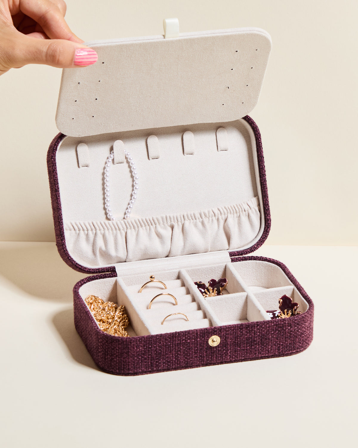 Brigitte Linen Travel Jewelry Box