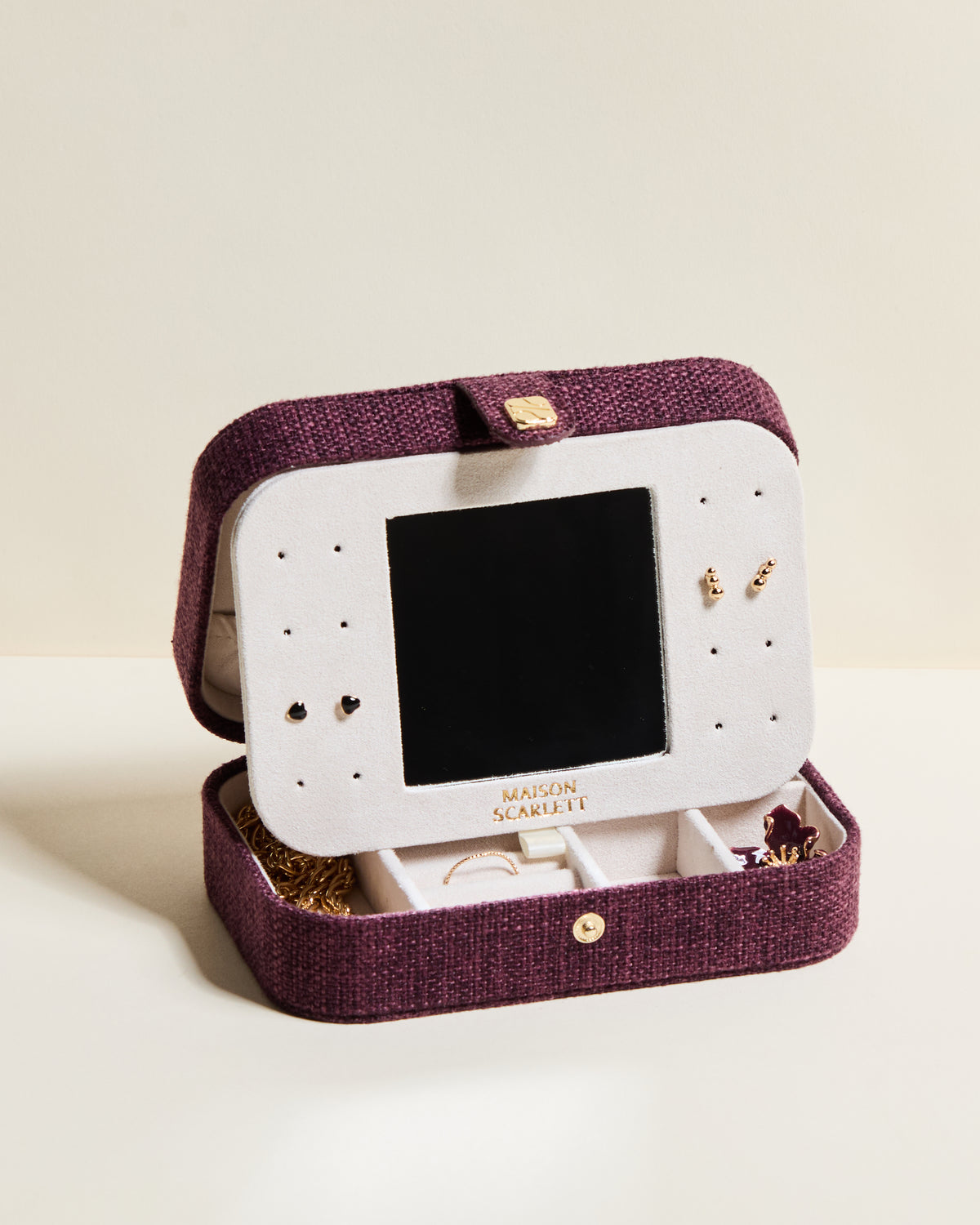 Brigitte Linen Travel Jewelry Box