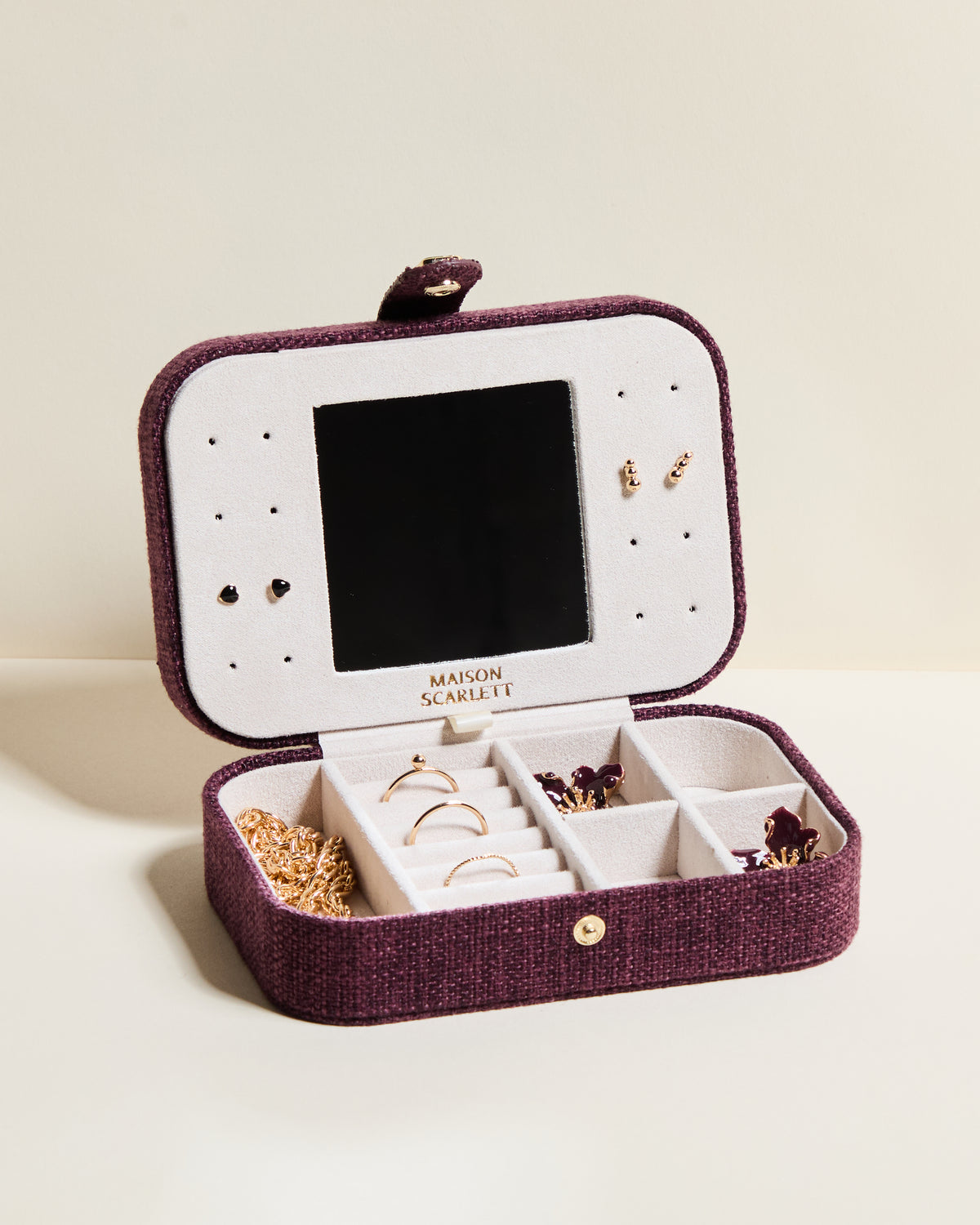Brigitte Linen Travel Jewelry Box
