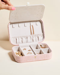 Brigitte Linen-Look Travel Jewelry Box