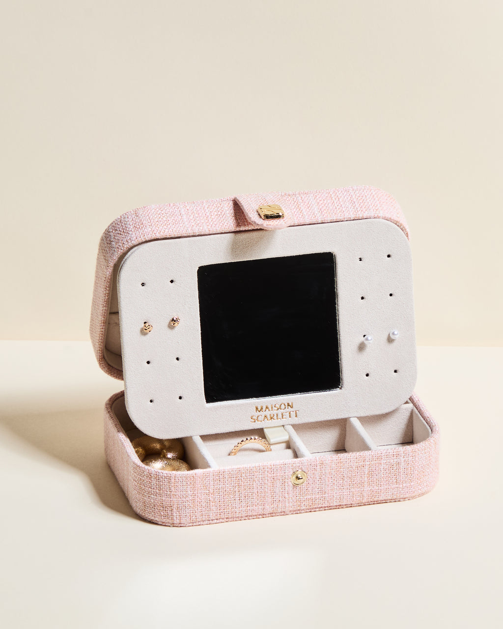 Brigitte Linen-Look Travel Jewelry Box