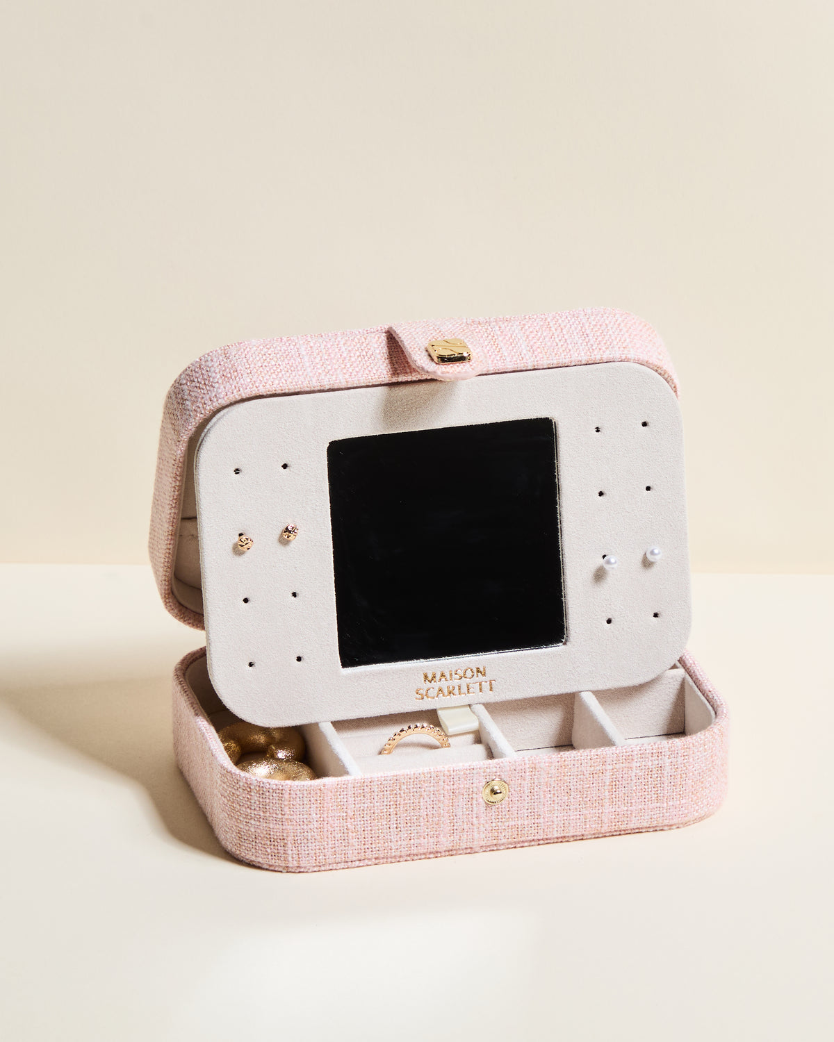 Brigitte Linen Travel Jewelry Box