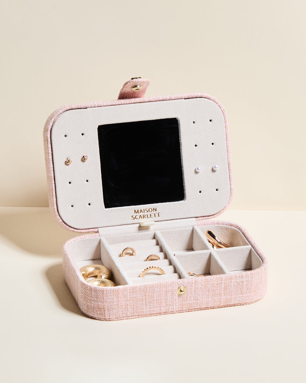 Brigitte Linen-Look Travel Jewelry Box