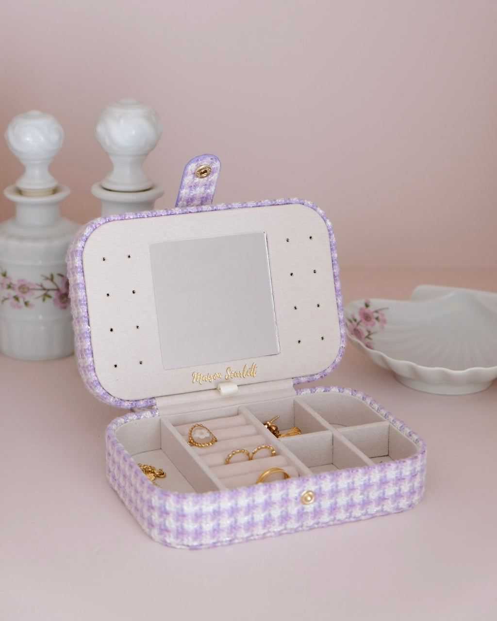 Brigitte houndstooth travel jewelry box - outlet