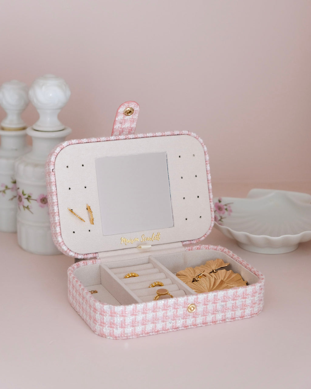 Brigitte houndstooth travel jewelry box - outlet