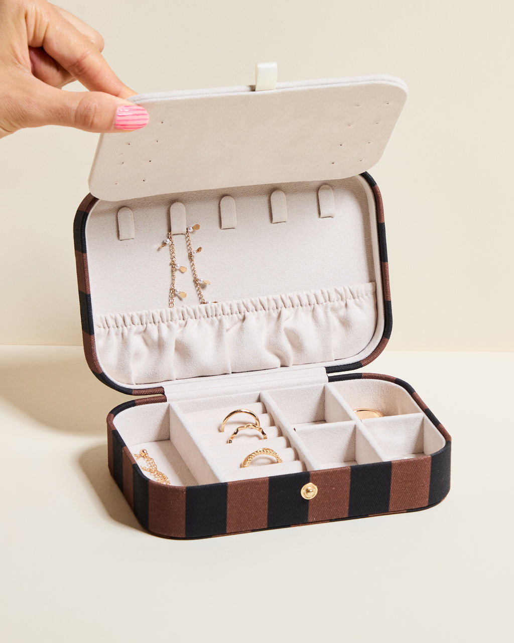 Brigitte Stripes Travel Jewelry Box