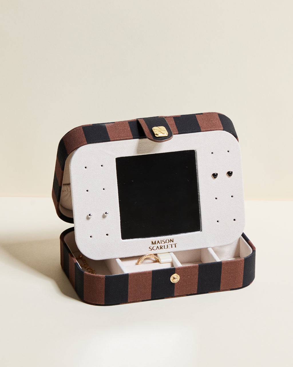 Brigitte Stripes Travel Jewelry Box