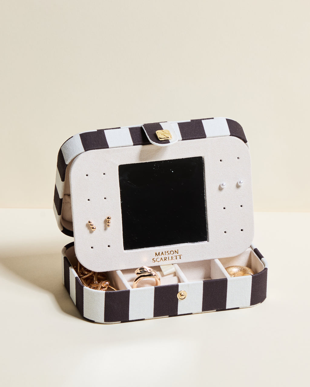 Brigitte Stripes Travel Jewelry Box