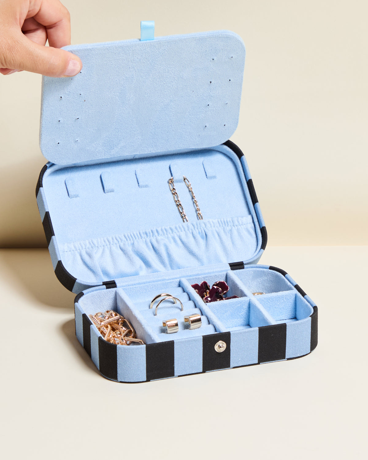 Brigitte Stripes Travel Jewelry Box