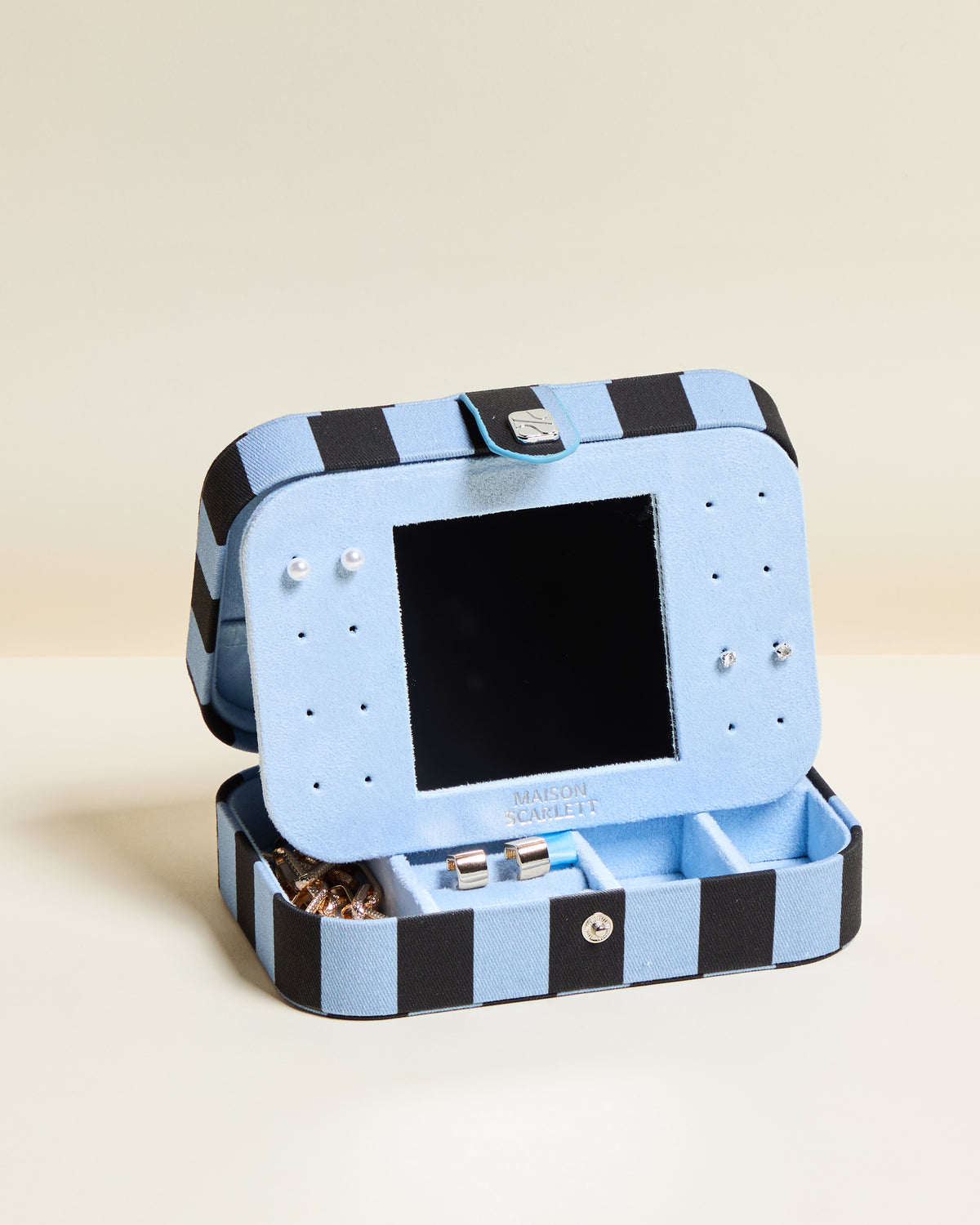 Brigitte Stripes Travel Jewelry Box
