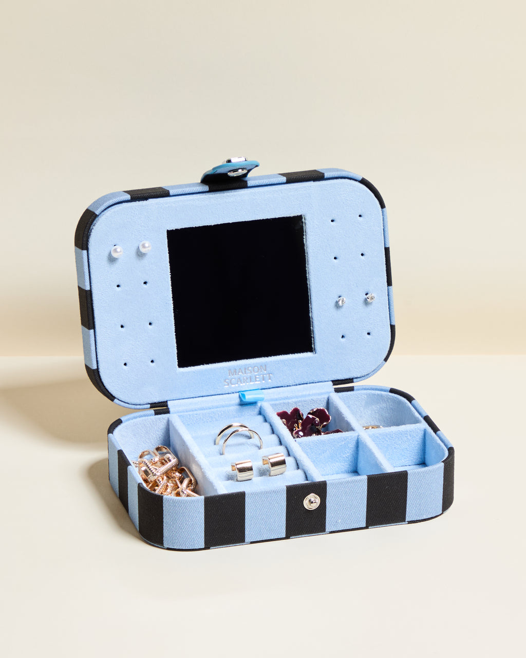 Brigitte Stripes Travel Jewelry Box