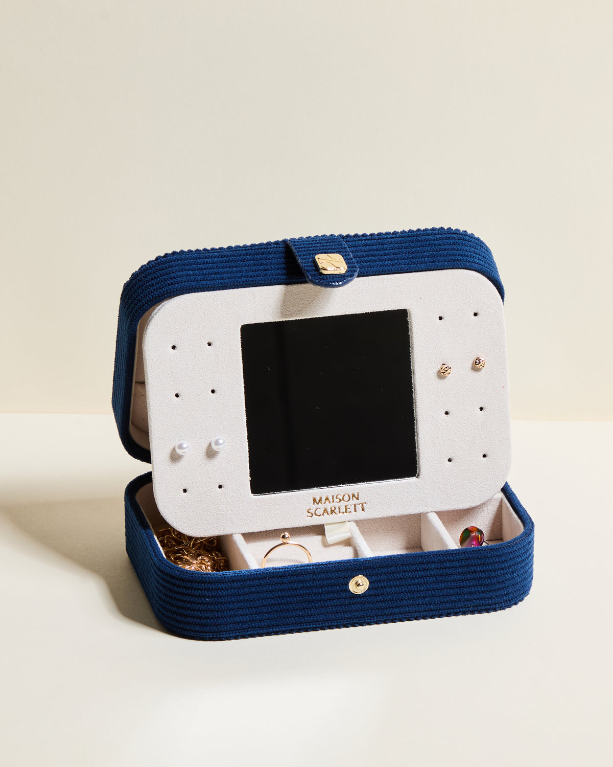 Brigitte corduroy travel jewelry box
