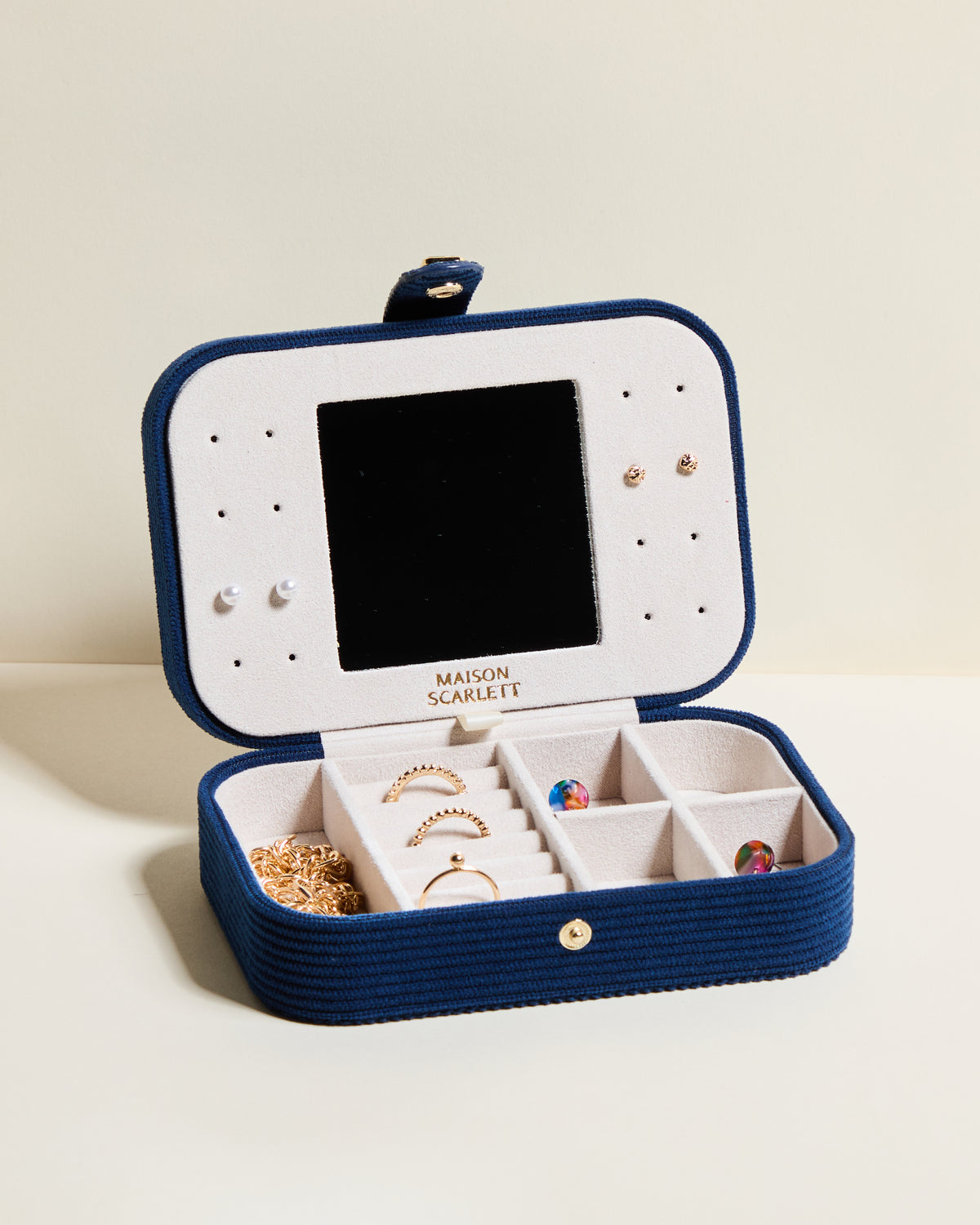 Brigitte corduroy travel jewelry box