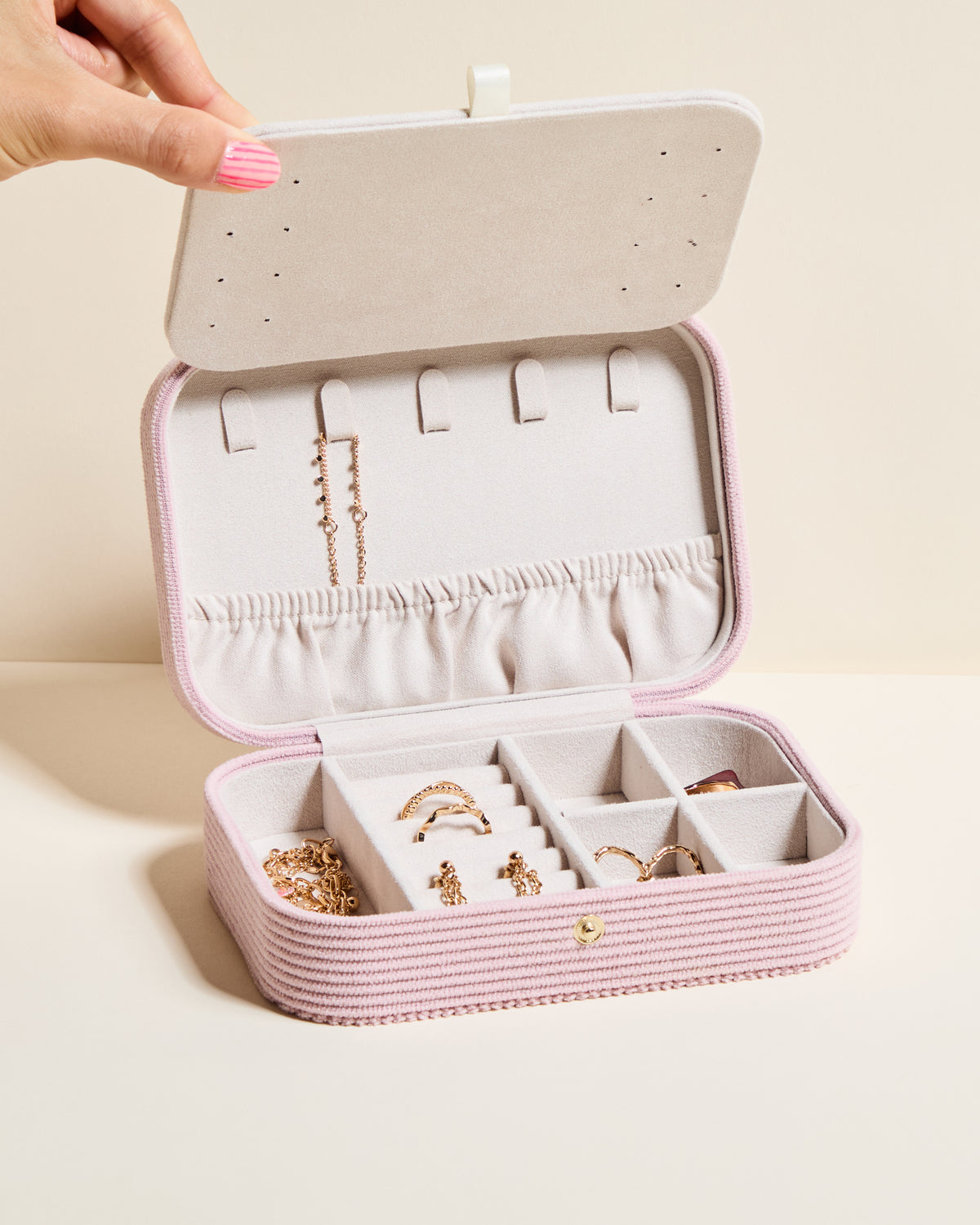 Brigitte corduroy travel jewelry box
