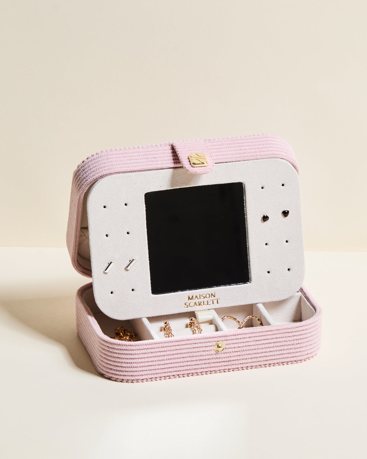 Brigitte corduroy travel jewelry box