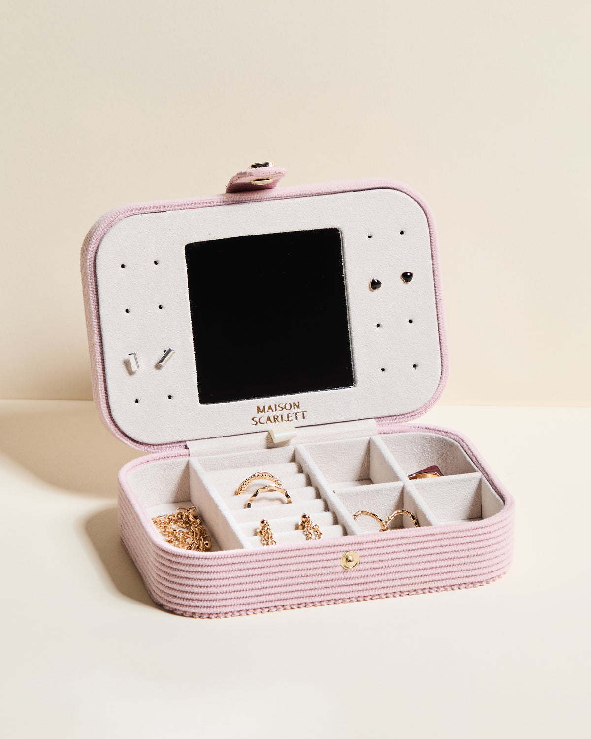 Brigitte corduroy travel jewelry box
