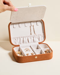 Brigitte Corduroy Velvet Travel Jewelry Box