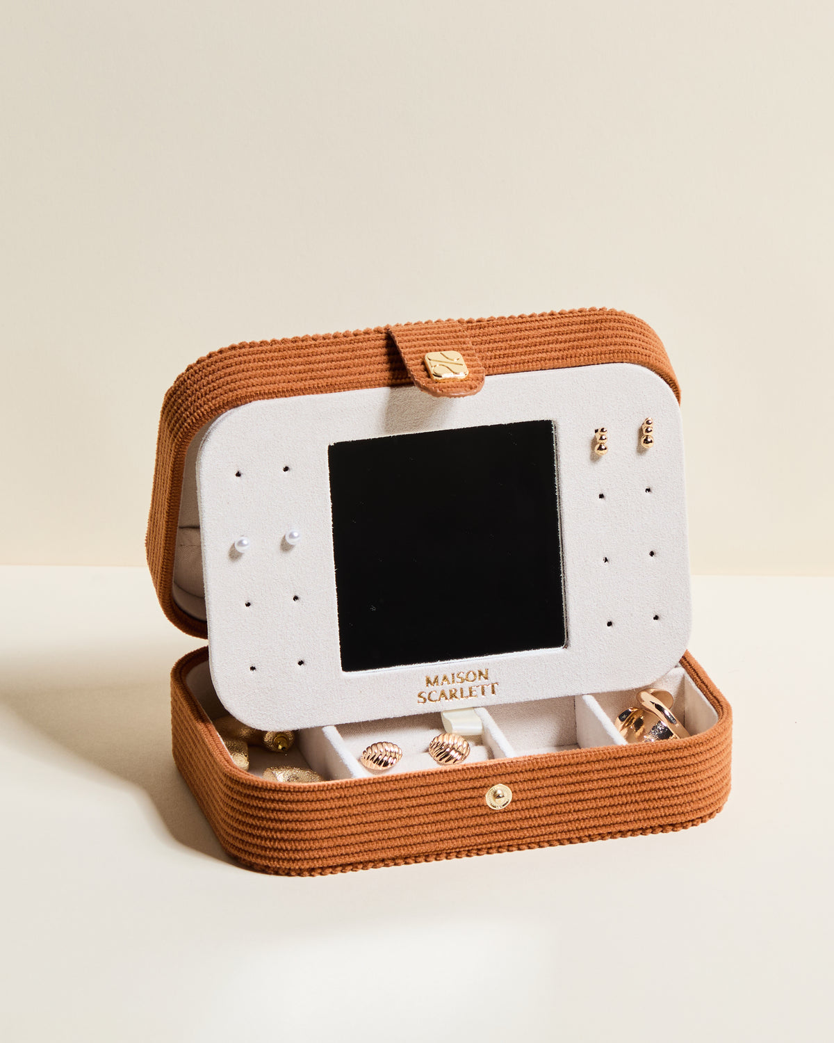 Brigitte corduroy travel jewelry box