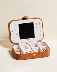Brigitte Corduroy Velvet Travel Jewelry Box