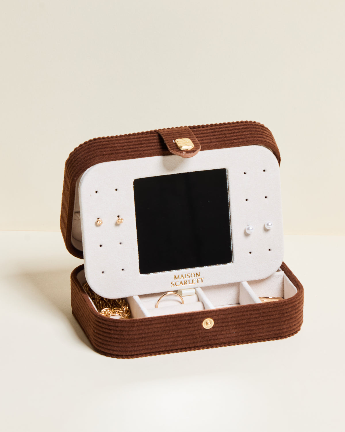 Brigitte corduroy travel jewelry box