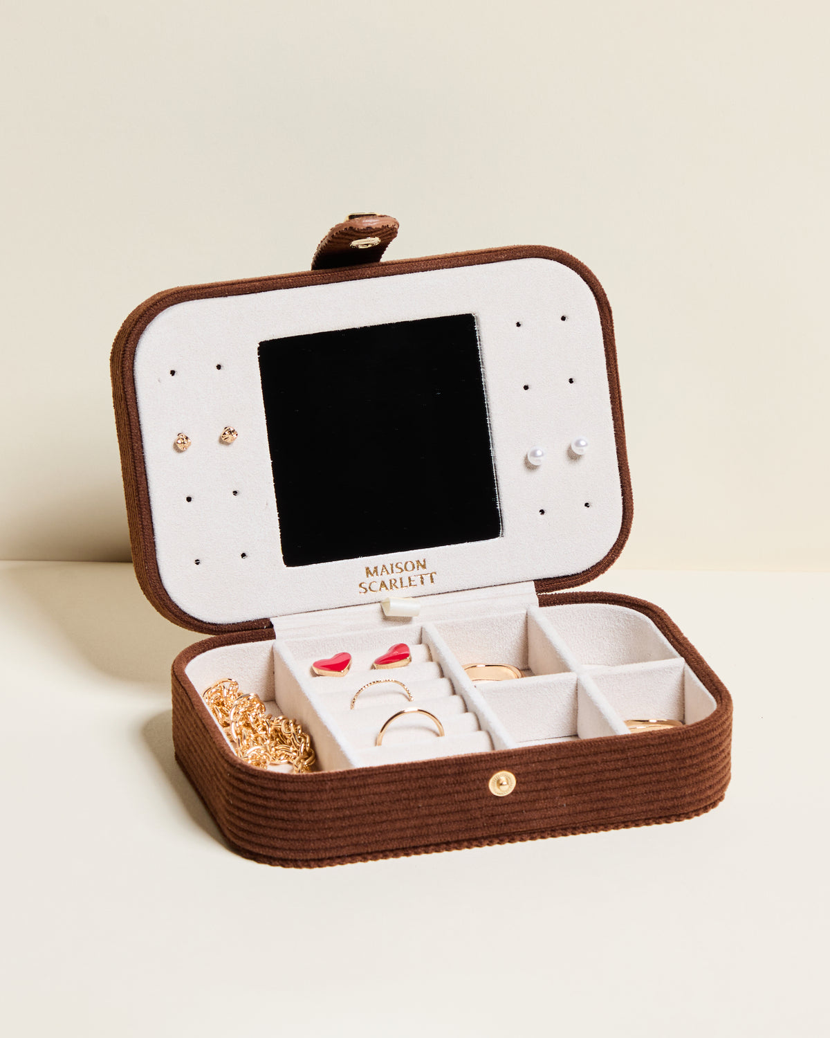 Brigitte corduroy travel jewelry box