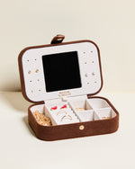 Brigitte Corduroy Velvet Travel Jewelry Box