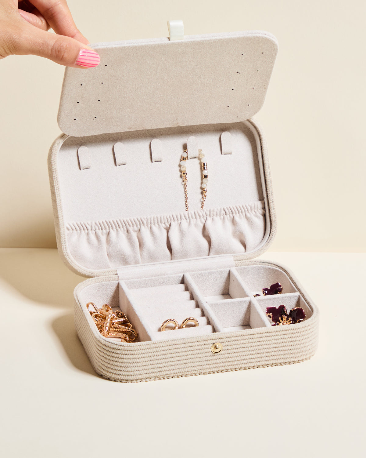 Brigitte corduroy travel jewelry box