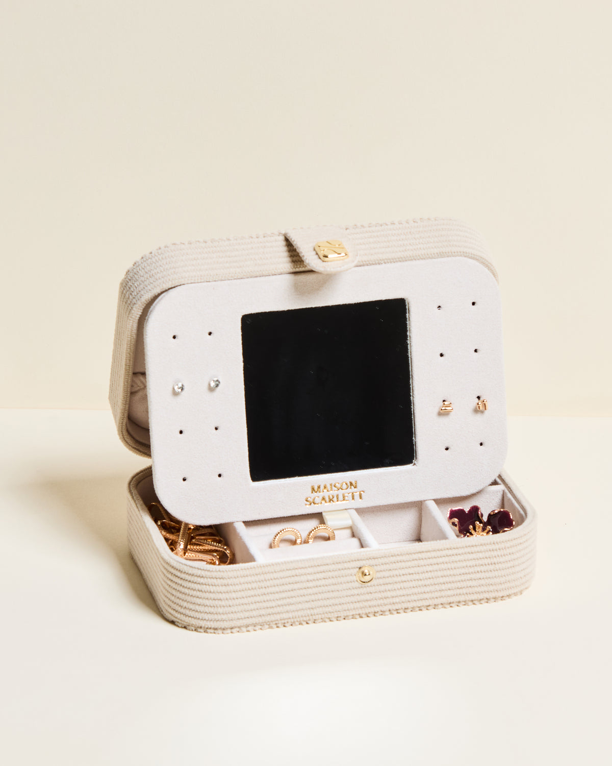 Brigitte corduroy travel jewelry box