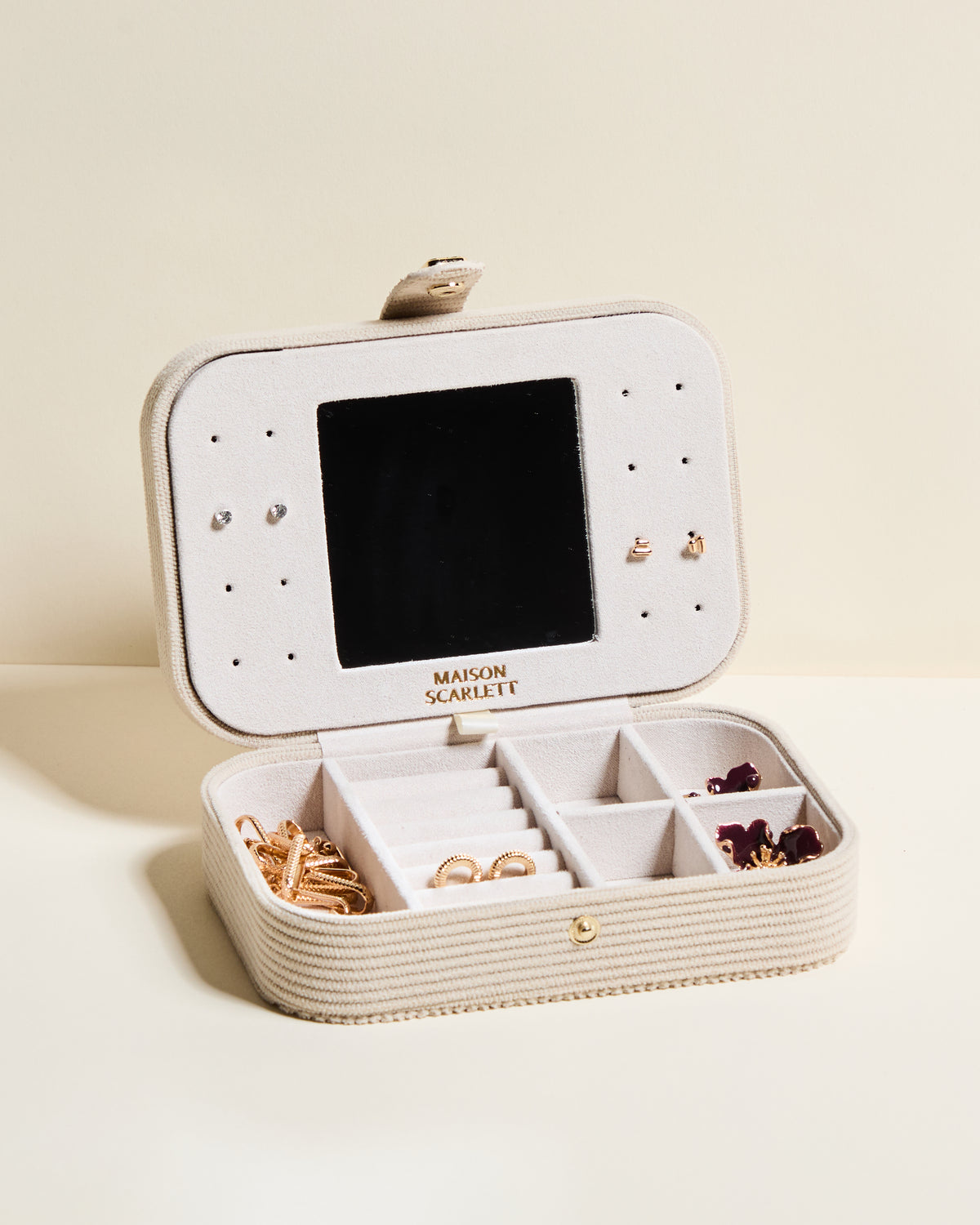 Brigitte corduroy travel jewelry box