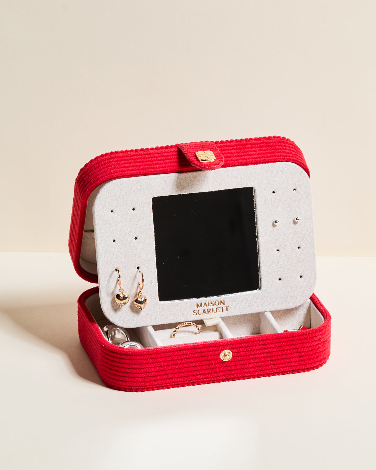 Brigitte corduroy travel jewelry box