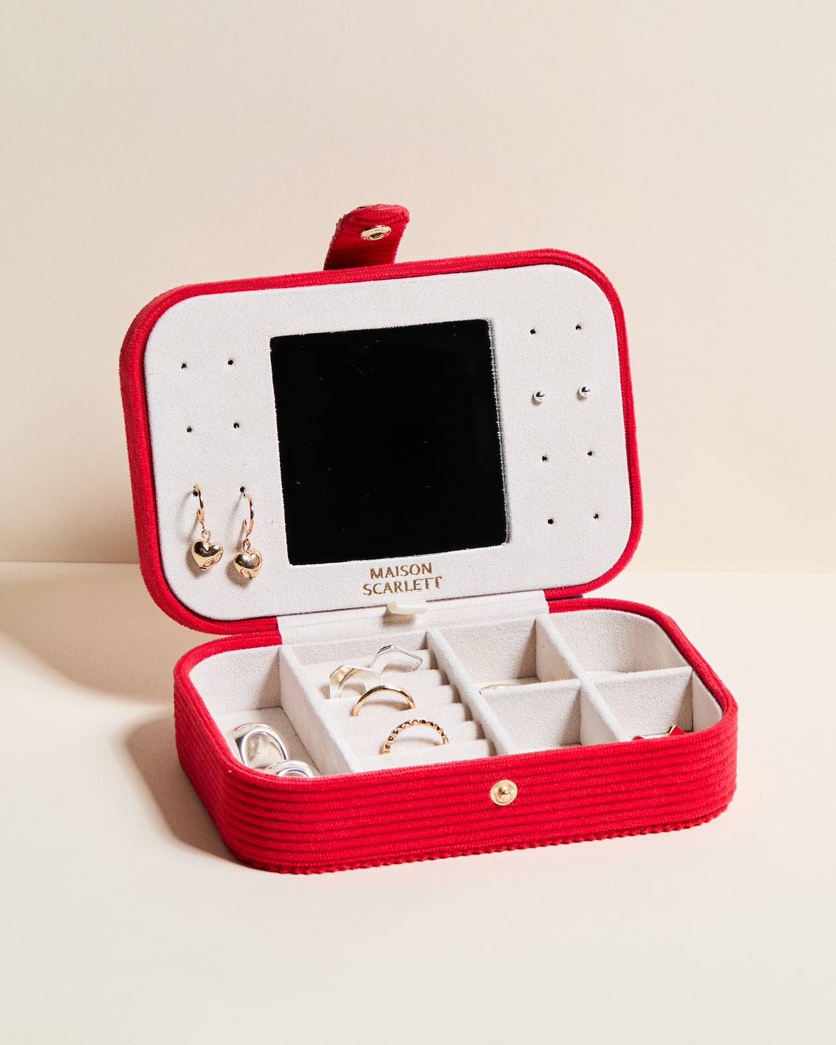 Brigitte corduroy travel jewelry box