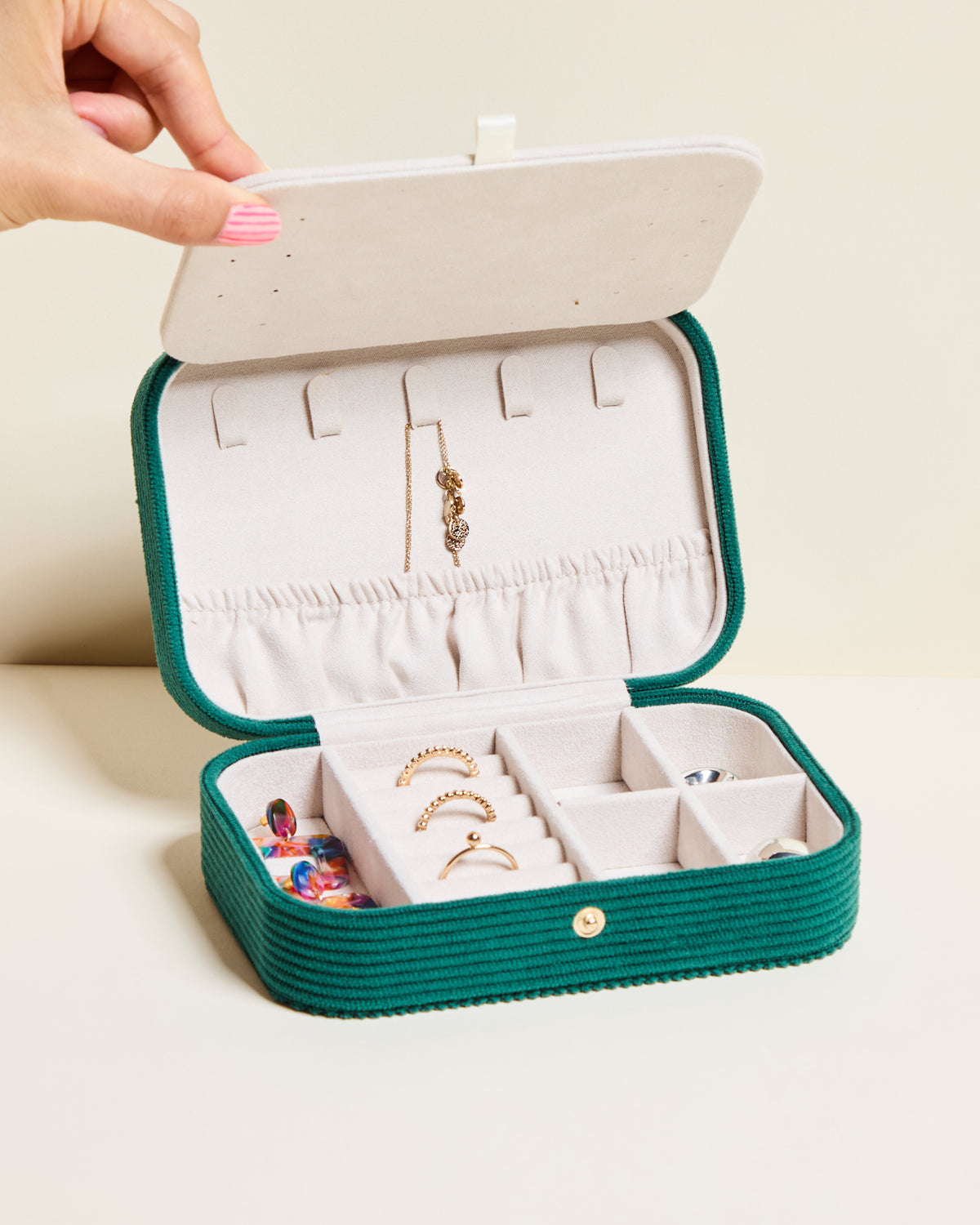 Brigitte corduroy travel jewelry box