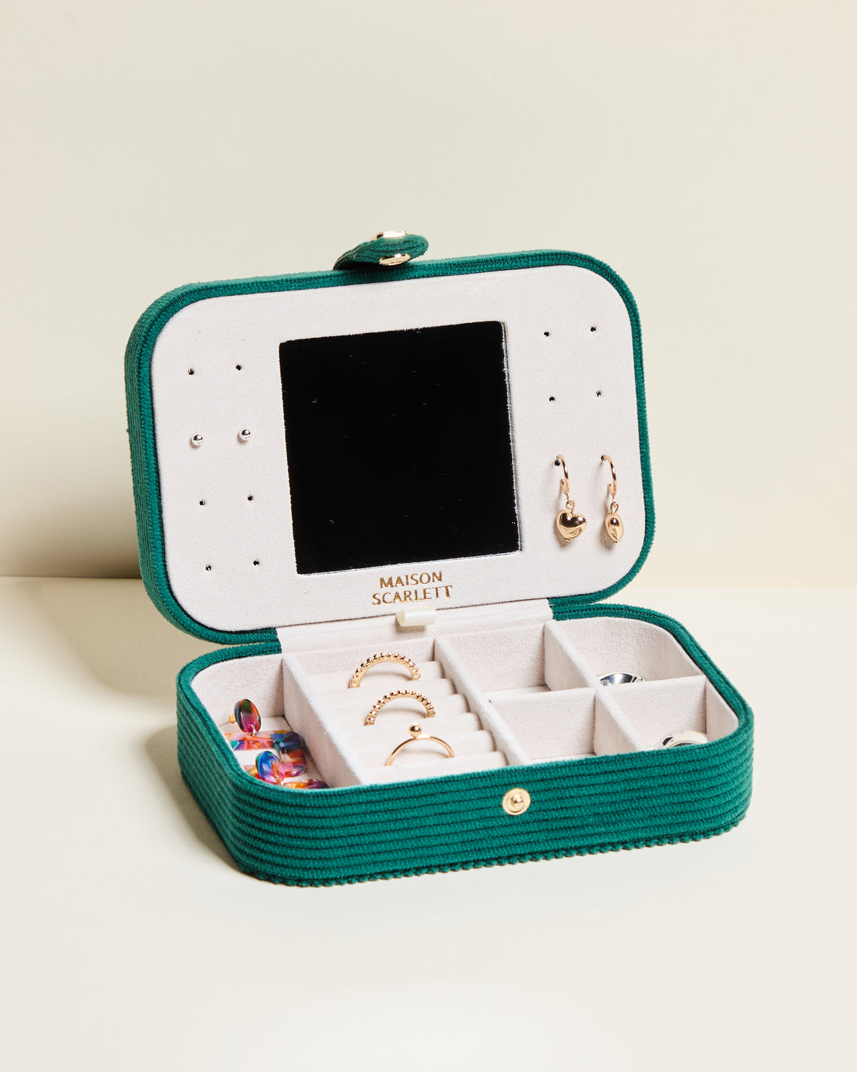 Brigitte corduroy travel jewelry box