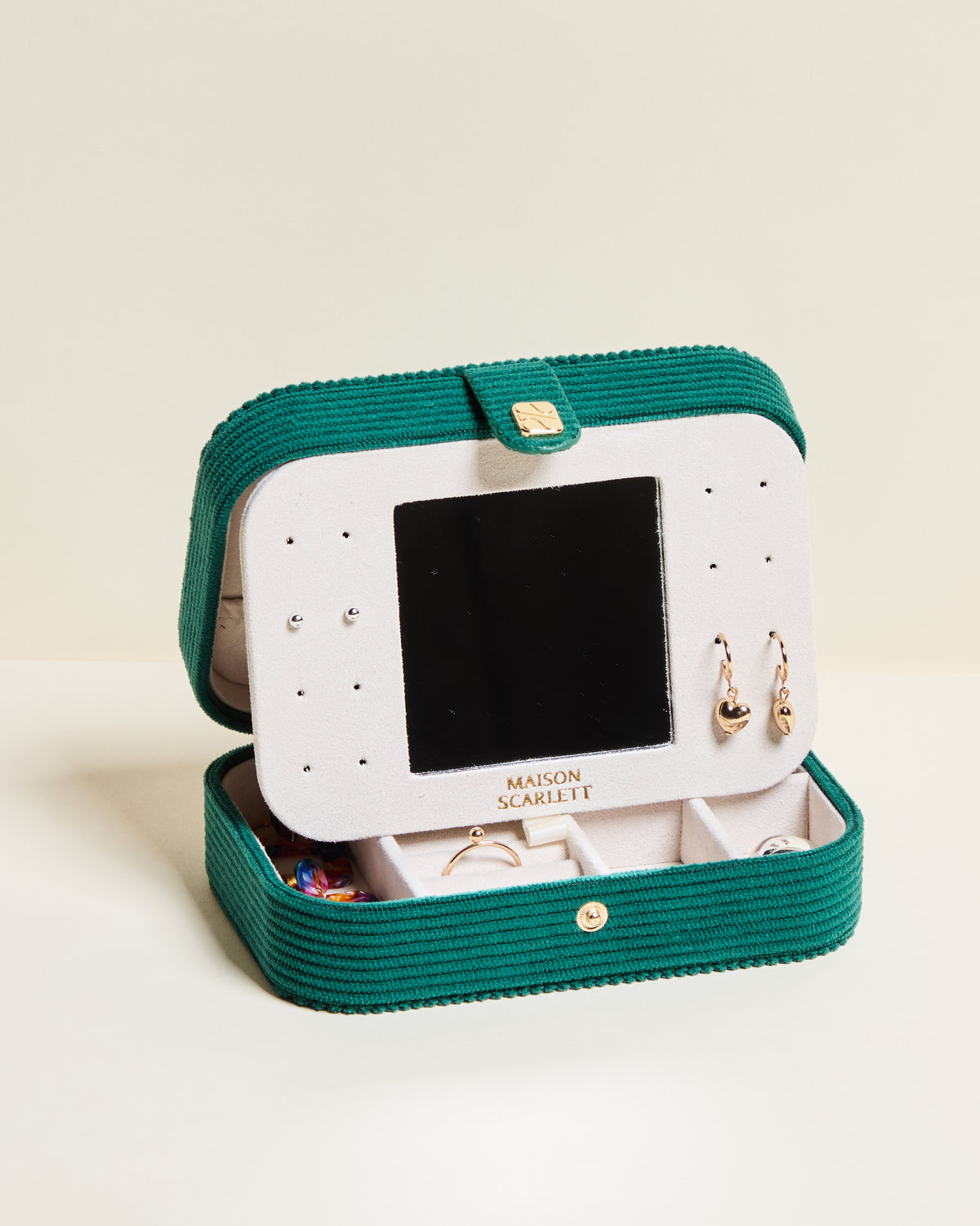 Brigitte corduroy travel jewelry box