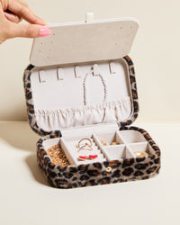 Brigitte Leopard Velvet Travel Jewelry Box