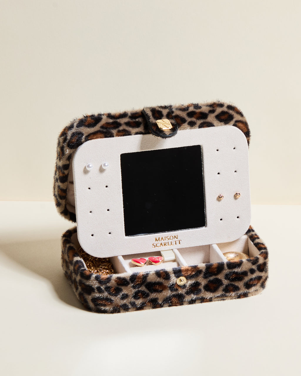 Brigitte Leopard Velvet Travel Jewelry Box